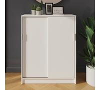 lenox wooden shoe storage cabinet with 2 sliding doors in white