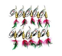 LENPABY 10PCS Lures Spinners,Spinnerbaits,metal fishing spoons bait 7.5cm /10g feather fishing hooks Rooster Tail Fishing Lures Bass Spoon Crank Bait Saltwater,Freshwate Tackle Hooks
