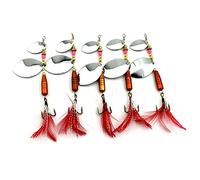 LENPABY 5PCS feather fishing hooks,Rooster Tail, Fishing Spinner Spoon Lures Rotatable Inline Bass Trout Fishing Tackle Baits 9.5CM-13.2G Spinners,Spinnerbaits,Blade Spinner Baits