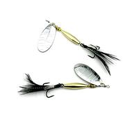 LENPABY 5PCS feather fishing hooks,Rooster Tail, Fishing Spinner Spoon Lures Rotatable Inline Bass Trout Fishing Tackle Baits 9.1CM-15G Spinners,Spinnerbaits,Blade Spinner Baits