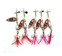 LENPABY 5PCS feather fishing hooks,Rooster Tail, Fishing Spinner Spoon Lures Rotatable Inline Bass Trout Fishing Tackle Baits 9CM-10.5G Spinners,Spinnerbaits,Blade Spinner Baits