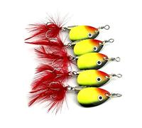 LENPABY 5pcsClassic Rooster Tail Spinnerbait Lure with Painted Blade Spinner Baits Kit Saltwater/freshwater for Bass Trout 8cm/3.15"/6g