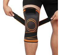 lenpestia Knee Brace 2 Pack Knee Supports with Adjustable Strap Compression Knee Sleeves for Running Joint Pain Arthritis Meniscus Tear Cartilage Damage Tendonitis Quick Recovery Unisex (Orange, S)