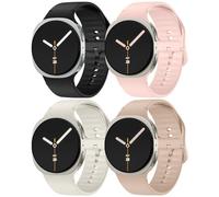 Lenrao 4 Pack Sport Band Compatible with Samsung watch 8 bands 40mm 44mm, No Gap Soft Silicone Strap One Click Waterproof Replacement for Women Men