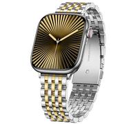 Lenrao Metal Band Compatible with Apple Watch Band for Women 40mm 41mm 42mm 38mm 44mm 45mm 46mm 49mm, Dressy Stainless Steel Strap for iWatch Series 11/SE/10/9/8/7/6/5/4/3/2/1/Ultra Luxury Silver/Gold