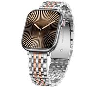 Lenrao Metal Band Compatible with Apple Watch Band for Women 40mm 41mm 42mm 38mm 44mm 45mm 46mm 49mm, Dressy Stainless Steel Strap for iWatch Series 11/SE/10/9/8/7/6/5/4/3/2/1/Ultra Luxury Silver/Gold