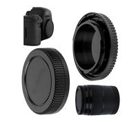 Lens cap set, with housing cap and lens back cap, black, hard plastic, compatible with Micro Four Thirds systems M4/3, protective cap camera, replacement housing lens cap back set
