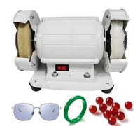 Lens Polisher Machine, 3000r/min Double Wheel for Polishing Lenses, Beads & Jewelry, Includes Cloth Wheel & Wool Felt Wheel, Ideal for Optical Shops & Vision Care Centers