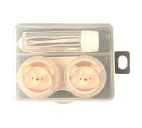 Lens Storage Case with Transparent Outer, Flesh Color | Cartoon Lens Case, Tweezers and Application Tool Included for Daily Storage and On-the-Go Carrying