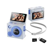 Lens Thumb Camera Set Includes 32GB Card Reader Full Clear Cameras for Travel Enthusiasts Vlog Beginner Double Lens Thumb Camera