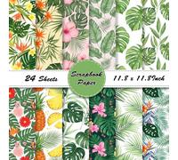 LENSARKU 24 Sheets Hawaii Green Scrapbook Paper, Double Sided Scrapbook Specialty Craft Paper for Junk Journals, DIY Card Making, Photo Album, Gift Wrapping & Mixed Media, 11.8 x 11.8 Inch