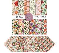 LENSARKU 24 Sheets Spring Scrapbook Paper, Vintage Butterflies Mushrooms & Wildflowers Decorative Craft Paper For Junk Journals, DIY Card Making, Photo Albums, Gift Wrapping, 11.8 x 11.8 Inch