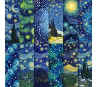 LENSARKU 24 Sheets Starry Night Pattern Paper, Double Sided Decorative Scrapbook Paper for Junk Journals, DIY Card Making, Photo Albums, Gift Wrapping & Mixed Media, 11.8 x 11.8 Inch