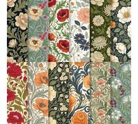 LENSARKU 24 Sheets Vintage William Morris Scrapbook Paper, Double Sided Decorative Craft Paper for Junk Journals, DIY Card Making, Photo Albums, Gift Wrapping & Mixed Media, 11.8 x 11.8 Inch