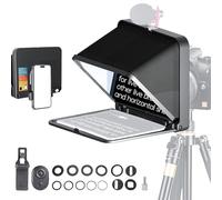 LENSGO 8” Teleprompter for iPad Tablet Smartphone DSLR Camera w/Remote Control, APP Compatible with iOS & Android System for Online Teaching Vlogger Live Streaming Interview, Fold in One Sec (Black)