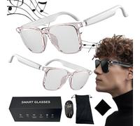 Lenskey Ai Translation Glasses, AI Wireless Bluetooth Translation Glasses - 144 Language Real-Time Translator, Bluetooth 5.4 Smart Sunglasses w/ Open-Ear Audio, Music & Hands-Free Calls (White*2)
