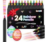 Lenski Easter Gifts for Kids, Easter Basket Fillers for Kids, 24 Colouring Pencils, Colouring Pens for Children, Rainbow Pencils, Party Bag Fillers, Art Supplies for Adults, Arts and Crafts for Kid