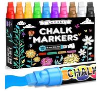 Lenski Liquid Chalk Pens, 10 Colour Liquid Chalk Markers, Easter Gifts for Kids, 10 mm Chalk Pens for Blackboards, Window, Glass, Chalkboards,Reversible Tip, Girls Birthday Presents