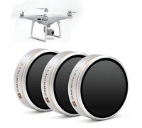 LENSKINS 3 Pack ND4/ND8/ND16 Camera Lens Filter for DJI Phantom 4 Pro/Pro+/Advance, AGC Optics, Weather-Sealed, Multi-Resistant Coated Neutral Density Filter