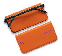 Lensrappa Luxury Slim Leather Glasses Case | Mandarin Orange Handmade Full-Grain Leather Eyewear Wrap with Magnetic Closure & Gift Box | Ultra-Slim Protective Case in 9 Elegant Colours