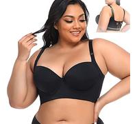 LENSSE Nakans Back Smoothing Bra, Back Smoothing Bra Hides Back Fat, Full Coverage Back Smoothing Bra for Women (Black,34F)