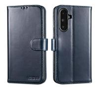 LENSUN Case for Samsung Galaxy A36 5G, Genuine Leather Protective Wallet Case [Card Slots][RFID Blocking Design] Compatible with Samsung A36 - Blue
