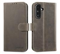 Lensun Case for Samsung Galaxy A36, Genuine Leather Cover [RFID Blocking] Book with Wallet Magnetic Closure Flip Leather Cases - Grey Brown