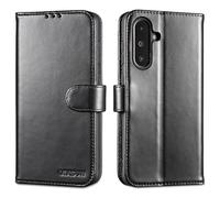 LENSUN Case for Samsung Galaxy A36, Genuine Leather Wallet Protection Cover with Card Slots and Magnetic Closure Compatible with Galaxy A36 - Black