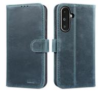 Lensun Cover for Samsung Galaxy A36, Genuine Leather Case [RFID Blocking] Flip Book with Wallet Card Slot Leather for Samsung Galaxy A36 Phone - Retro Blue