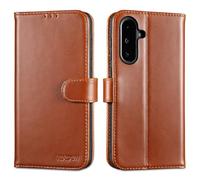 LENSUN Genuine Leather Case for Samsung Galaxy A36, Mobile Phone Case [Genuine Leather] [Wallet] Mobile Phone Flip Case for Samsung A36 5G - Brown