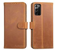 LENSUN Samsung Galaxy Note 20 Ultra Case, Genuine Leather Flip Wallet Phone Cover [RFID Blocking] with Card Holder and Magnetic Closure Compatible with Galaxy Note 20 Ultra 5G- Vintage Brown