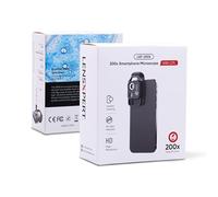 LensXpert® Smartphone Microscope with LED - Portable 200x Digital Microscope for Kids and Adults - Handheld Dermatoscope and Hair Analyzer - Compatible with iPhone and Android - Black