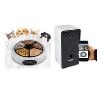 Lentek 5 Meal Automatic Pet Feeders Wet Dry Pet Food Dispenser with Timer Speaker and Recorder + 10 oz Dog/Cat Treat Dispenser/Tosser WiFi Pet Monitoring 720p HD camera with Free PetU App 2-Way Audio