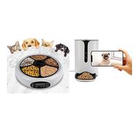 Lentek 5 Meal Automatic Pet Feeders Wet or Dry Pet Food Dispenser with Timer Speaker and Recorder + Smart Automatic Pet Feeder Cat or Dog Wet Food Dispenser Schedule Mealtimes Barking Alerts Free App
