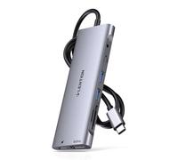 LENTION 3.3FT Long Cable USB C Hub with 4K HDMI, 2 USB 3.0, Card Reader, Aux, Type C Data/Charging Adapter Compatible 2025-2016 MacBook Pro, New Mac Air/Surface, ChromeBook, More (CB-C37, Space Gray)