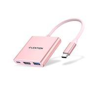LENTION 3-in-1 USB-C Hub with Type C, USB 3.0, HDMI Compatible 2023-2016 MacBook Pro 13/14/15/16, New Mac Air/Surface, ChromeBook, More, Multiport Charging & Connecting Adapter - Rose Gold (C14)