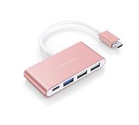 LENTION 4-in-1 USB-C Hub with Type C, USB 3.0, USB 2.0 for 2024-2016 MacBook Pro (M1-M4), iPhone 16-15 New Mac Air/Surface, ChromeBook, More, Multiport Charging & Connecting Adapter (C13, Rose Gold)