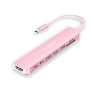 LENTION 8 in 1 USB C Hub, Adaptor with 4K 60Hz HDMI, Type C Data Port, 100W PD Charging, SD/Micro SD Card Reader, 3 USB 3.0, for 2024-2016 MacBook Pro, New Mac Air/Surface, More, (CE18s, Rose Gold)