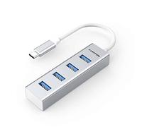 LENTION USB C Hub, 4 USB 3.0 Ports, USB C to USB A Multiport Adapter for 2025-2016 MacBook Pro M1-M5, New Mac Air & Surface, iPad Pro, Chromebook, More, Stable Driver Certified (C22s, Silver)