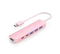 LENTION USB C Hub, 6 in 1 Adapter with USB C Data, 4K HDMI, 3 USB 3.0, 100W PD Compatible 2026-2016 MacBook Pro/Air/Neo, New Mac Air, iPad, More Type C Devices (CE35s, Rose Gold)