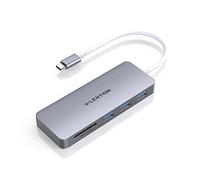LENTION USB C Hub with 3 USB 3.0 and SD/Micro SD Card Reader Compatible 2026-2016 MacBook Pro, New Mac Air/iPad Pro/Surface, ChromeBook, More, Multi-Port Type C Adapter (Space Gray, C15)