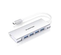 LENTION USB C Hub with 4 USB 3.0 Ports and Type C Charging Adapter Compatible 2025-2016 MacBook Pro, 2025-2018 New Mac Air, New iPad Pro/Surface/Chromebook, More (C31, Silver)