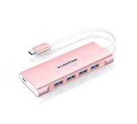 LENTION USB C Hub with 4 USB 3.0 Ports and Type C Charging Adapter Compatible 2025-2016 MacBook Pro, 2025-2018 New Mac Air, New iPad Pro/Surface/Chromebook, More (C31, Rose Gold)