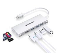LENTION USB C Hub with 4K HDMI, 3 USB 3.0, SD 3.0 Card Reader Compatible 2025-2016 MacBook Pro, New Mac Air/iPad Pro/Surface, More, Multiport Stable Driver Dongle Adapter (C34,Sliver)