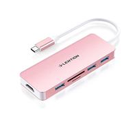 LENTION USB C Hub with 4K HDMI, 3 USB 3.0, SD/Micro SD Card Reader Compatible 2025-2016 MacBook Pro, New Mac Air/Surface, Stable Driver Certified Multi-Port Adapter (CB-C18, Rose Gold)