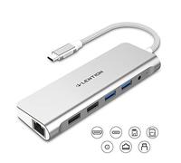 LENTION USB C Hub with 4K HDMI, SD 3.0 Card Reader, Gigabit Ethernet, Charging, USB 3.0/2.0 & Aux Port Compatible MacBook Pro, New Mac Air/Surface, More, Stable Driver Adapter (CB-C69, Silver)