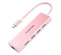 LENTION USB C Hub with Gigabit Ethernet Adapter, 4K HDMI, 3 USB 3.0 Dongle for 2024-2016 MacBook Pro 13/14/15/16, New Mac Air & Surface, Chromebook, More, Stable Driver Certified (CB-C25, Rose Gold)