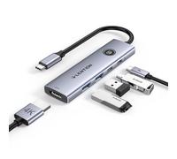 LENTION USB-C Hub with Type C 3.0, USB-A 3.0, HDMI 4K@60Hz, 100W PD Charging, Privacy Control Button for HDMI Screen, Compatible with MacBook Pro, iPad Pro, iPhone 15/16, Dell XPS, and More