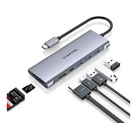 LENTION USB C Multi-Port Hub with 4K HDMI, 3 USB 3.0, SD/Micro SD Reader, Type C Charging Adapter for 2025-2016 MacBook Pro, New Mac Air/Surface, Chromebook, More (C36b, Space Gray)