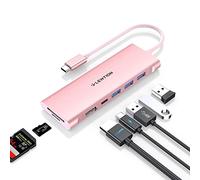 LENTION USB C Multi-Port Hub with 4K HDMI, 3 USB 3.0, SD/Micro SD Reader, Type C Charging Adapter for 2025-2016 MacBook Pro/Air (Thunderbolt 3), New Mac Air/Surface, Chromebook, More (C36b, Rose Gold)